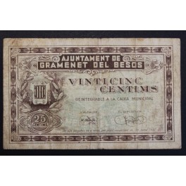 1937- GRAMENET - 25 CENTIMOS - BARCELONA - BILLETE
