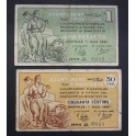 1937- HOSTOLES- 2 BILLETES - GIRONA - 50 CENTIMOS - 1 PESETA