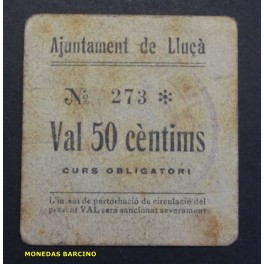 1937- LLU&Ccedil;A - 50 CENTIMOS - BARCELONA  - BILLETE