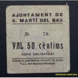 1937- MARTI DEL BAS - 50 CENTIMOS - BARCELONA  - BILLETE