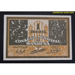 1937- MANRESA - 1 PESETA - BARCELONA - BILLETE