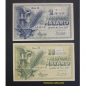 1937- MATARO - 2 BILLETES - BARCELONA - 50 CENTIMOS - 1 PESETA