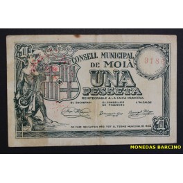 1937- MOIA - 1 PESETA - BARCELONA - BILLETE