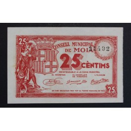 1937- MOIA - 25CENTIMOS - BARCELONA - BILLETE
