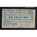 1937- MIRAVET - 50 CENTIMS - TARRAGONA - BILLETE