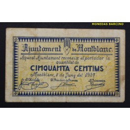 1937- MONTBLANC - 50 CENTIMS - TARRAGONA - BILLETE