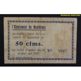 1937- MONTBLANC - 50 CENTIMS - TARRAGONA - BILLETE