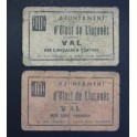 1937- OLOST DE LLU&Ccedil;ANES- 2 BILLETES - BARCELONA-  50 CENTIMOS - 1 PESETA
