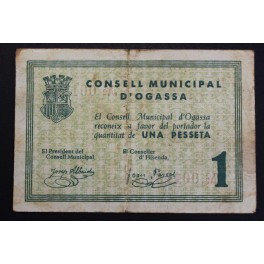 1937- OGASSA - 1 PESETA - GIRONA 