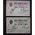 1937-PERAFITA - 2 BILLETES - BARCELONA- 50 CENTIMOS - 1 PESETA