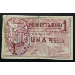 1937- AINSA - HUESCA - 1 PESETA - BILLETE