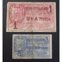 1937- AINSA - HUESCA -2 BILLETES - 25 CENTIMOS - 1 PESETA
