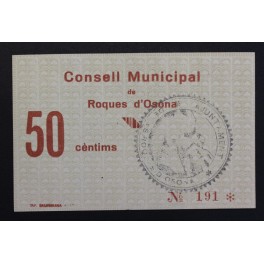 1937- ROQUES DE OSONA - 50 CENTIMOS - GIRONA 