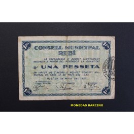 1937- RUBI - 1 PESETA - BARCELONA - BILLETE