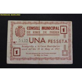 1937- RIBES DE FRESER - 1 PESETA - GIRONA - BILLETE