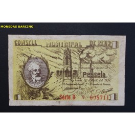 1937- REUS - 1 PESETA - TARRAGONA - BILLETE