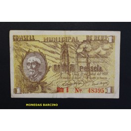 1937- REUS - 1 PESETA - TARRAGONA - BILLETE