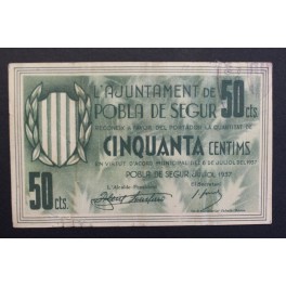 1937- POBLA DE SEGUR - 50 CENTIMOS - LLEIDA - BILLETE 