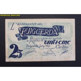 1937- PUIGCERDA - 25 CENTIMOS-GIRONA-BILLETE