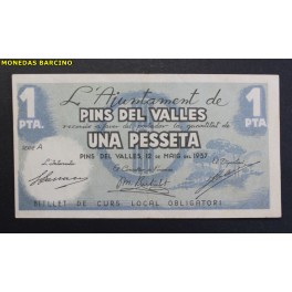 1937- PINS DEL VALLES - 1 PESETA - BARCELONA - BILLETE