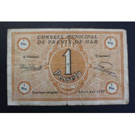 1937- PREMIA DE MAR - 1 PESETAS - BARCELONA - BILLETE