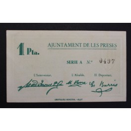 1937- LES PRESES - 1 PESETA -GIRONA-BILLETE