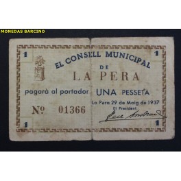 1937- LA PERA - 1 PESETA- GIRONA - BILLETE
