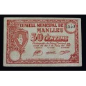1937- MANLLEU - 50 CENTIMOS - BARCELONA - BILLETE