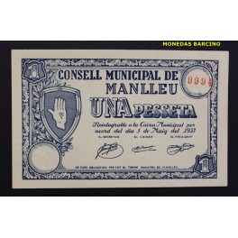 1937- MANLLEU - 1 PESETA - BARCELONA - BILLETE