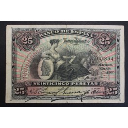 1907- ALEGORIA -SIN SERIE - 25 PESETAS -MADRID 