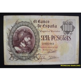 1940- CARLOS I - SIN SERIE -1000 PESETAS - MADRID
