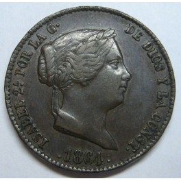 1864 - BARCELONA -ISABEL II - 25 CENTIMOS DE REAL 