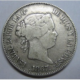 1867- MADRID - UN ESCUDO - ISABEL II - PLATA