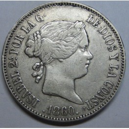 1860- MADRID - 10 REALES - ISABEL II - PLATA
