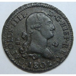1802- SEGOVIA - CARLOS IV - 4 MARAVEDIS - ESPA&Ntilde;A
