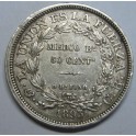 1893- BOLIVIA - 50 CENTS -1/2 BOLIVIANA - PLATA