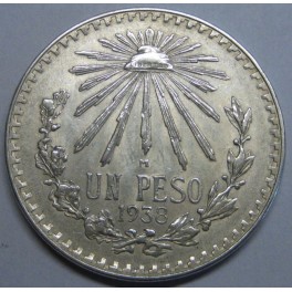 1938- GORRO- 1 PESO- MEXICO - LIBERTAD- PLATA