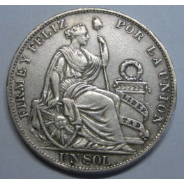 1896- PERU - UN SOL - LIMA - PLATA - LA UNION
