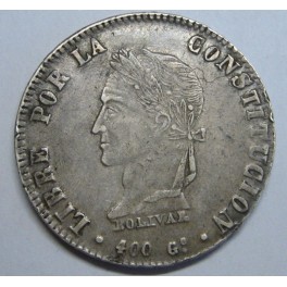 1861- BOLIVIA - 8 SOLES - POTOSI -BOLIVAR- PLATA