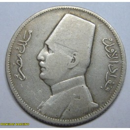 1929- EGIPTO - PLATA -  5 PIASTRES- FUAD I-