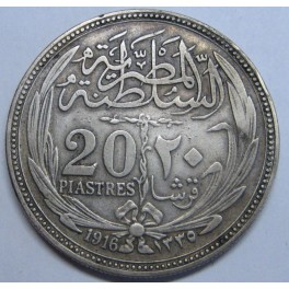 11916- EGIPTO -20 PIASTRES- PLATA - HUSSEIN KAMEL