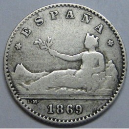 1869- 50 CENTIMOS -PLATA - 1&ordf; REPUBLICA -ESPA&Ntilde;A