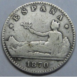 1870- 50 CENTIMOS -PLATA - 1&ordf; REPUBLICA -ESPA&Ntilde;A