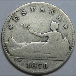 1870- 50 CENTIMOS -PLATA - 1&ordf; REPUBLICA -ESPA&Ntilde;A