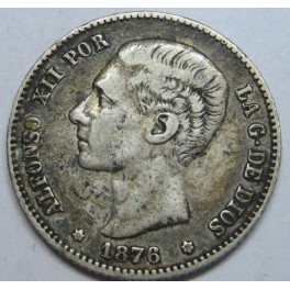 1876- 1 PESETA - PLATA - ALFONSO XII - ESPA&Ntilde;A