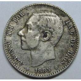 1885- 1 PESETA - PLATA - ALFONSO XII - ESPA&Ntilde;A