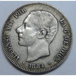 1884- 2 PESETAS - PLATA - ALFONSO XII - ESPA&Ntilde;A
