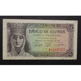 1943- ISABEL - SERIE A - 5 PESETAS - MADRID