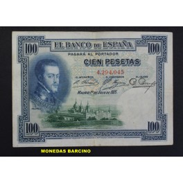 1925- FELIPE II -SIN SERIE- 100 PESETAS -MADRID 