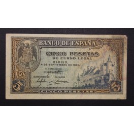 1940- ALCAZAR SEGOVIA - SERIE A -5 PESETAS - MADRID